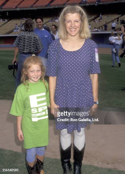 Actress Mimi Kennedy and daugther Molly Dilg attend the 35th Annual 'Hollywood Stars Night' Celebrity Baseball Game on August 14, 1993 at Dodger...