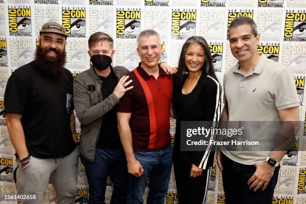 Thiago Gomes, Yuri Lowenthal, Dominic Cianciolo, Kelly Hu and Ed Boon attend "Resetting Mortal Kombat: A New Beginning With Mortal Kombat 1" during...