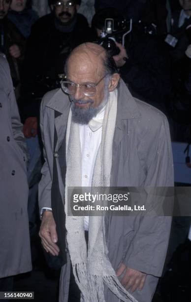 Poet Allen Ginsberg attends the screening of 'The Portrait of a Lady' on December 7, 1997 at the United Artists Theater in New York City.