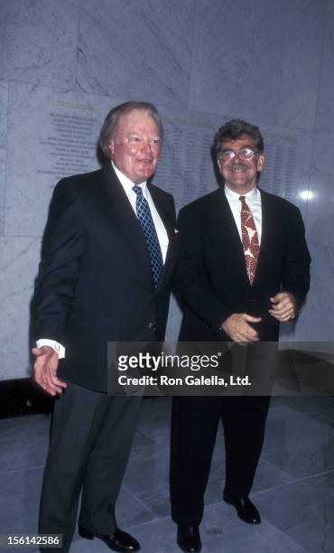 Businessman Roone Arledge and critic Joel Siegel attend Museum of Television and Radio Gala Honoring Sam Donaldson on March 17, 1997 at the Waldorf...
