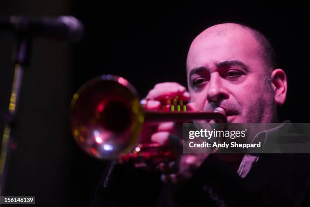 Stephane Belmondo performs on stage with the Stephane Belmondo Quartet during the London Jazz Festival 2012 on November 10, 2012 in London, United...