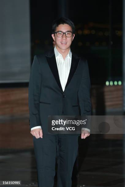 Actor Jaycee Chan attends the wedding ceremony of Guo Jingjing and Kenneth Fok Kai-kong at Hong Kong Convention and Exhibition Center on November 11,...