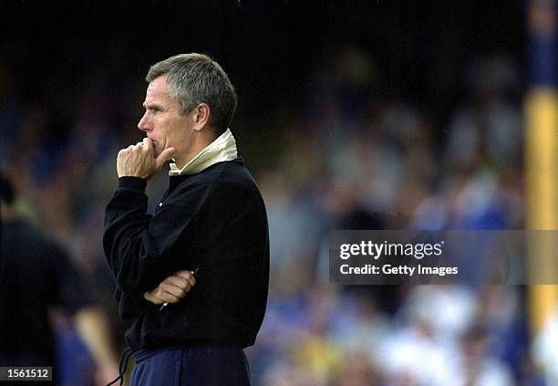 Leicester City manager Peter Taylor watches the action during the FA Carling Premiership match against Southampton at Filbert Street in Leicester,...