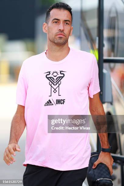 Sergio Busquets of Inter Miami CF looks on prior to the Leagues Cup 2023 match between Cruz Azul and Inter Miami CF at DRV PNK Stadium on July 21,...