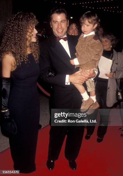 Actress Kelly Preston, actor John Travolta and actor Lorne Sussman attend the 'Look Who's Talking Too' Century City Premiere on December 13, 1990 at...