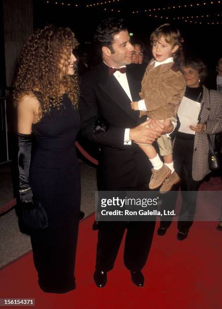 Actress Kelly Preston, actor John Travolta and actor Lorne Sussman attend the 'Look Who's Talking Too' Century City Premiere on December 13, 1990 at...