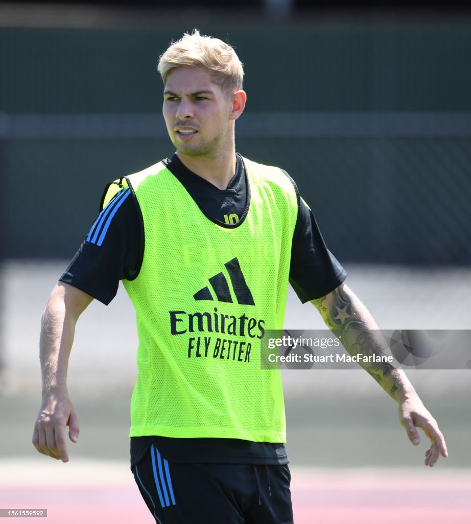 Emile Smith Rowe of Arsenal during a training session on July 21 Emile Smith Rowe of Arsenal during a training session on July 21