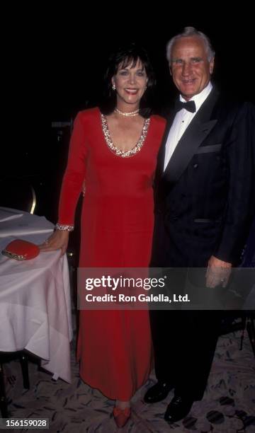 Football Coach Don Shula and wife Mary Anne Stephens on April 16, 1996 at the New York Hilton Hotel in New York City.