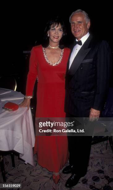 Football Coach Don Shula and wife Mary Anne Stephens on April 16, 1996 at the New York Hilton Hotel in New York City.