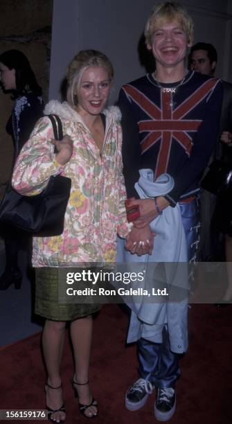 Actress Lisa Rieffel and musician Jeff Whalen attend the premiere of 'Another Day In Paradise' on December 13, 1998 at the Writer's Guild Theater in...