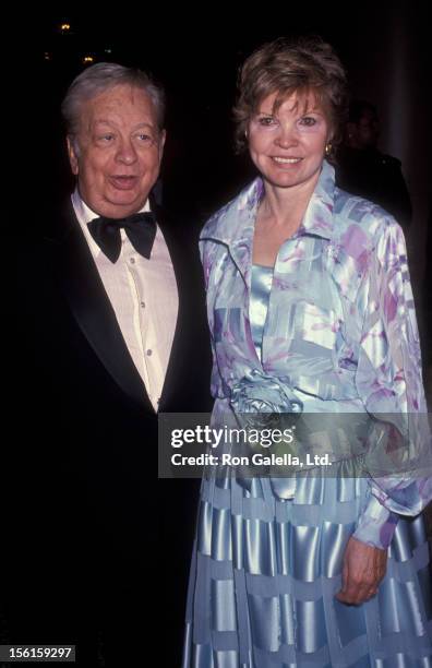 Singer Mel Torme and wife Ali Severson attend Ireland Fun Benefit Gala Honoring Maureen O'Hara on November 6, 1991 at the Beverly Wilshire Hotel in...