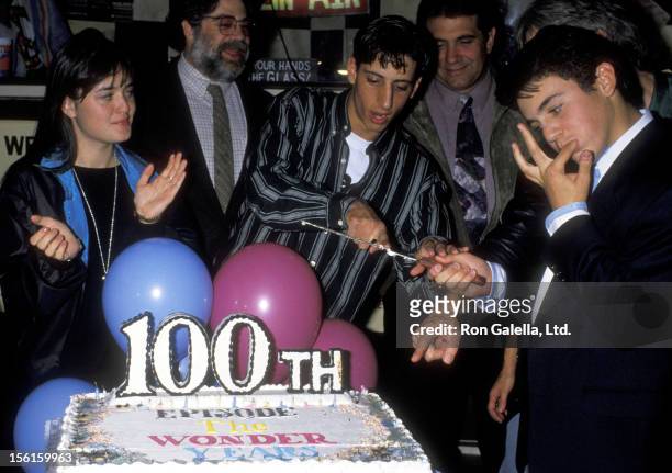 Actors Danica McKellar, Josh Saviano, and Fred Savage attend The 100th Episode Celebration of 'The Wonder Years' on November 11, 1992 at Ed DeBevic's...