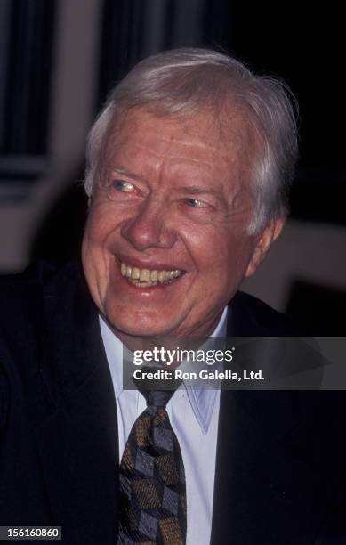 Jimmy Carter attends book party for 'The Little Baby Snoogle Fleejer' on December 13, 1995 at Barnes and Noble in New York City.