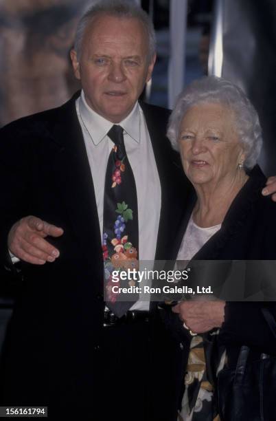 Actor Anthony Hopkins and mother Muriel Hopkins attend Anthony Hopkins Hand and Footprint Ceremony on January 11, 2001 at Mann Chinese Theater in...