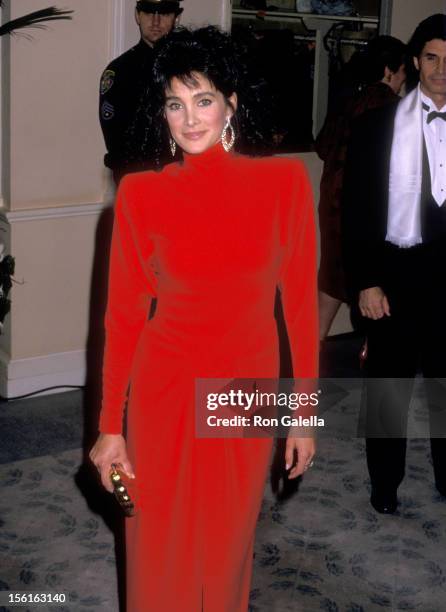 Actress Connie Sellecca attends the 45th Annual Golden Globe Awards on January 23, 1988 at Beverly Hilton Hotel in Beverly Hills, California.