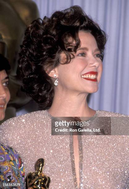 Actress Annette Bening attends the 63rd Annual Academy Awards on March 25, 1991 at Shrine Auditorium in Los Angeles, California.