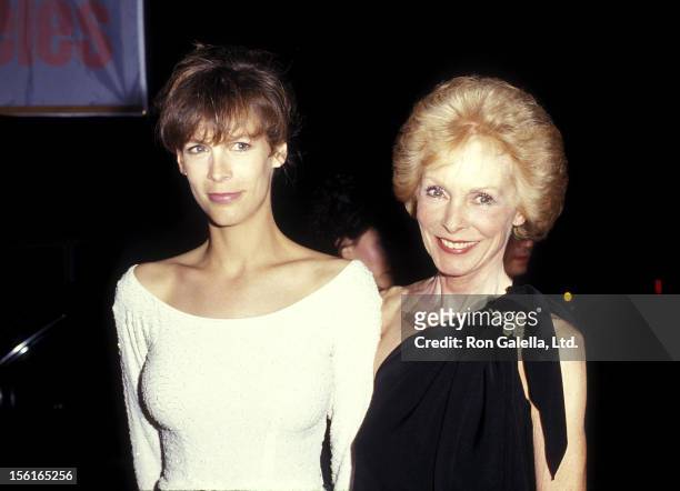 Actress Jamie Lee Curtis and actress Janet Leigh attend the 'Amazing Chuck and Grace' Hollywood Premiere on March 26, 1987 at Mann's Chinese Theatre...