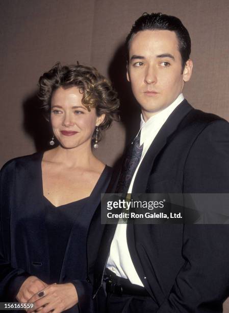 Actress Annette Bening and actor John Cusack attend the 49th Annual Golden Globe Awards on January 19, 1991 at Beverly Hilton Hotel in Beverly Hills,...