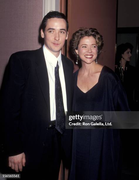 Actor John Cusack and actress Annette Bening attend the 49th Annual Golden Globe Awards on January 19, 1991 at Beverly Hilton Hotel in Beverly Hills,...