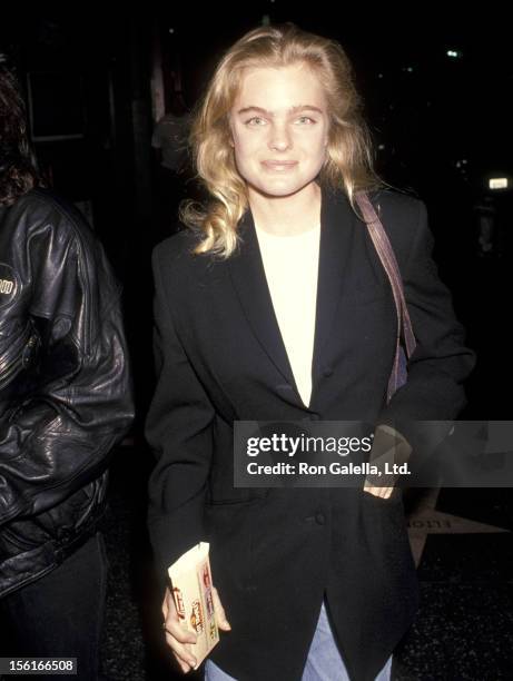 Actress Erika Eleniak attends the premiere of 'Surviving the Game' on April 13, 1994 at Mann Chinese Theater in Hollywood, California.