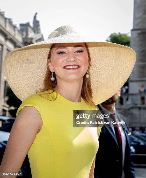 Princess Elisabeth of Belgium attends the te Deum mass in the Cathedral on July 21, 2023 in Brussels, Belgium.