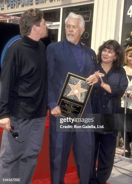 Actor James Coburn, son James Coburn IV and daughter Lisa Coburn attend the Hollywood Walk of Fame Star Ceremony Honoring James Coburn on April 1,...