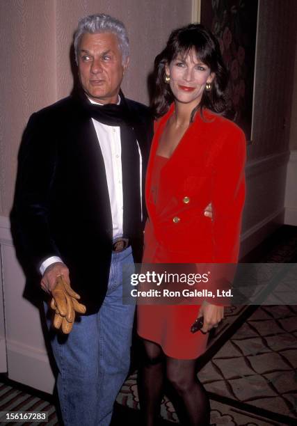 Actor Tony Curtis and actress Jamie Lee Curtis attend the American Women in Radio & Television - Southern California Chapter's 36th Annual Genii...