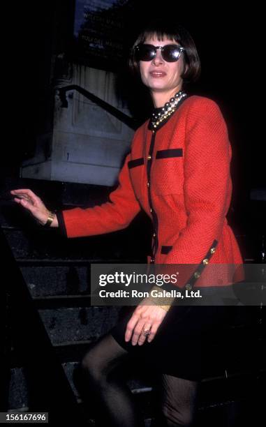 Vogue Editor Anna Wintour attends Ana Luisa Herrera-Luis Felipe Paroud-Carpena Wedding Ceremony on October 13, 1989 at St. Vincent Church in New York...