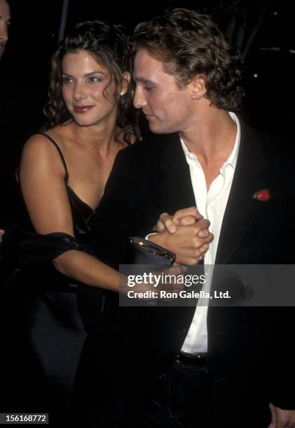 Actress Sandra Bullock and actor Matthew McConaughey attend the 'In Love and War' Los Angeles Premiere on January 20, 1997 at DGA Theatre in...