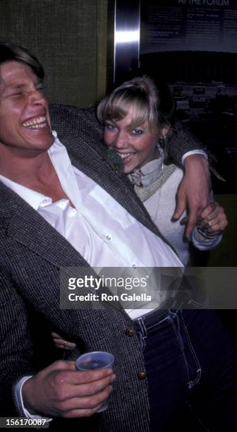 Actor Kenny Griswold and actress Holly Lynn Johnson attend Avon Celebrity Tennis Tournament Reception on March 2, 1981 at the Forum in Los Angeles,...