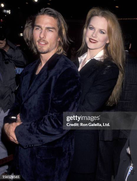 Actor Tom Cruise and actress Nicole Kidman attend the 'Interview with the Vampire: The Vampire Chronicles' Westwood Premiere on November 9, 1994 at...