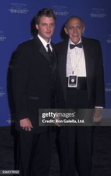 Singer Brian McFadden and actor Abe Vigoda attends Friar's Club Roast Honoring Hugh Hefner on September 29, 2001 at the New York Hilton Hotel in New...