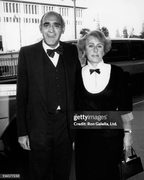 Actor Abe Vigoda and wife Beatrice Schy attend ABC TV Affiliates Party on May 9, 1983 at the Century Plaza Hotel in Century City, California.
