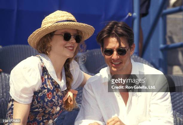 Actress Nicole Kidman and actor Tom Cruise attend the 1993 U.S. Open Tennis on September 6, 1993 at Flushing Meadows Park in Flushing, Queens, New...