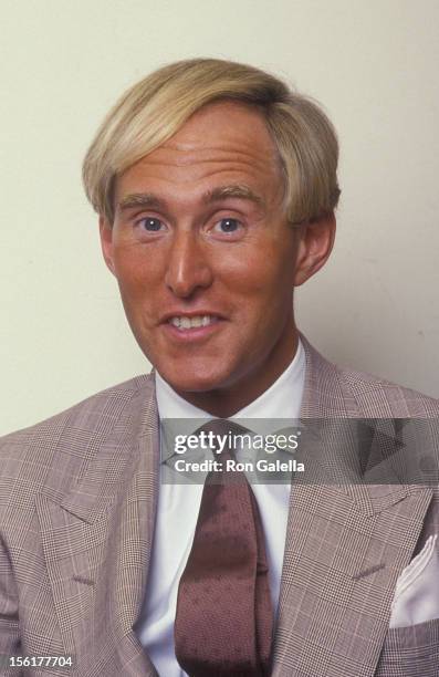 Political Analyst Roger Stone attends Exclusive Photo Session With Roger Stone on August 19, 1987 at Alan Flusser Boutique in New York City.