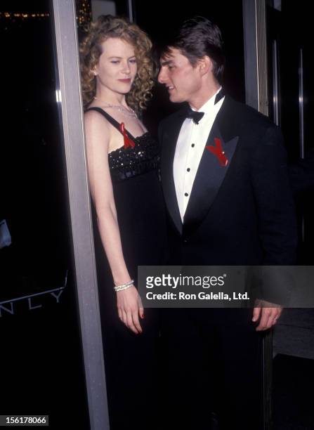 Actress Nicole Kidman and actor Tom Cruise attend the 64th Annual Academy Awards on March 30, 1992 at Dorothy Chandler Pavilion, Los Angeles Music...