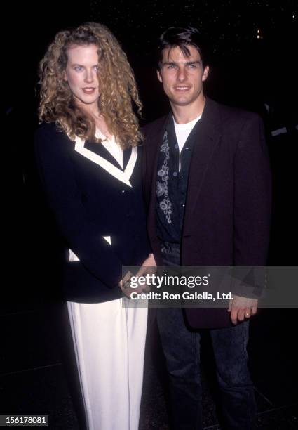 Actress Nicole Kidman and actor Tom Cruise attend the 'Year of the Comet' West Hollywood Premiere on April 21, 1992 at DGA Theatre in West Hollywood,...