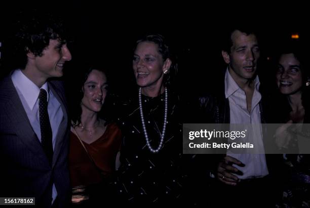 Actress Lauren Bacall, daughter Leslie Bogart and sons Sam Robards and Stephen Bogart attend the premiere party for 'Tempest' on August 8, 1982 at...