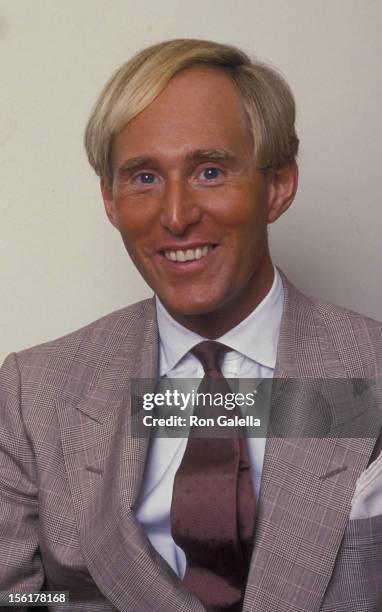 Political Analyst Roger Stone attends Exclusive Photo Session With Roger Stone on August 19, 1987 at Alan Flusser Boutique in New York City.