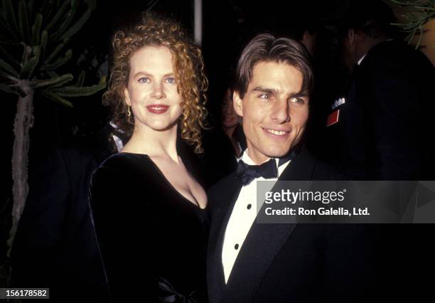 Actress Nicole Kidman and actor Tom Cruise attend the 63rd Annual Academy Awards After Party Hosted by Irving 'Swifty' Lazar on March 25, 1991 at...