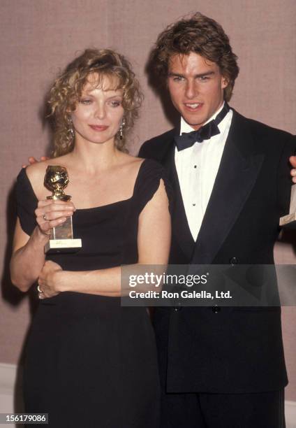 Actress Michelle Pfeiffer and actor Tom Cruise attend the 47th Annual Golden Globe Awards on January 20, 19990 at Beverly Hilton Hotel in Beverly...