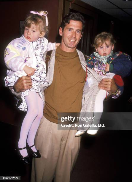 Actor Jack Scalia and daughters Olivia Scalia and Jacqueline Scalia attend the Opening Night Performance of The Moscow Circus on March 6, 1991 at the...