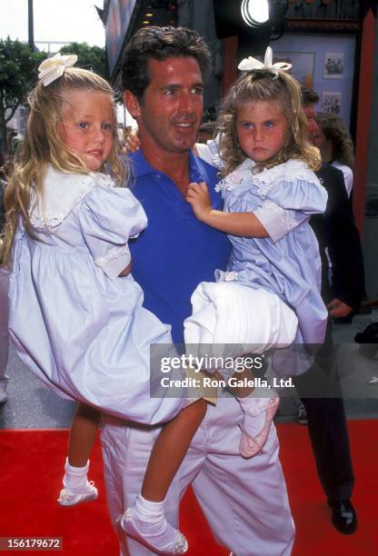 Actor Jack Scalia and daughters Olivia Scalia and Jacqueline Scalia attend the 'Dennis the Menace' Hollywood Premiere on June 19, 1993 at Mann's...