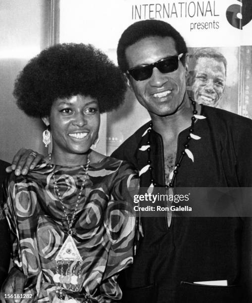 Actress/singer Abbey Lincoln and musician Max Roach attend the premiere of 'For Love Of Ivy' on July 16, 1968 at Loew's Tower East Theater in New...