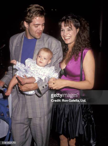 Actor Bentley Mitchu, wife Samara Mitchum and daughter Alexanne Mitchum attend 'The Man in the Moon' West Hollywood Premiere on October 2, 1991 at...