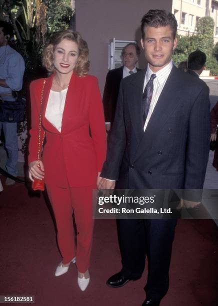 Actress Carrie Mitchum and actor Casper Van Dien attend the Hollwyood Women's Press Club's 55th Annual Golden Apple Awards on December 10, 1995 at...