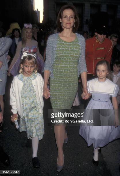 Actress Sigourney Weaver, daughter Charlotte Simpson and friend attend the Associates Committee of The Society of Memorial Sloan-Kettering Cancer...