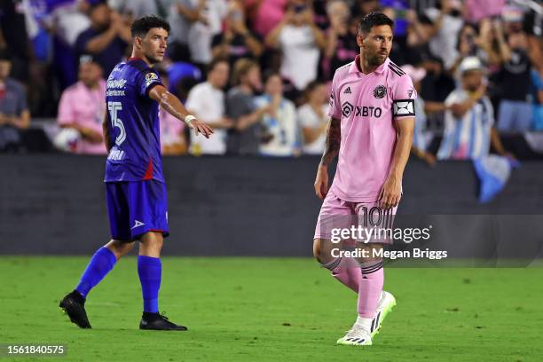 Lionel Messi of Inter Miami CF looks on after entering the match during the second half of the Leagues Cup 2023 match between Cruz Azul and Inter...