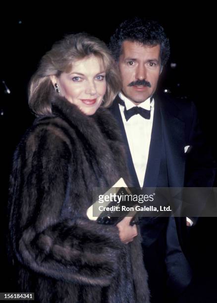 Susan Sullivan and Alex Trebek attend Variety Club Tribute Gala Honoring Ronald Reagan on December 1, 1985 at NBC TV Studios in Burbank, California.