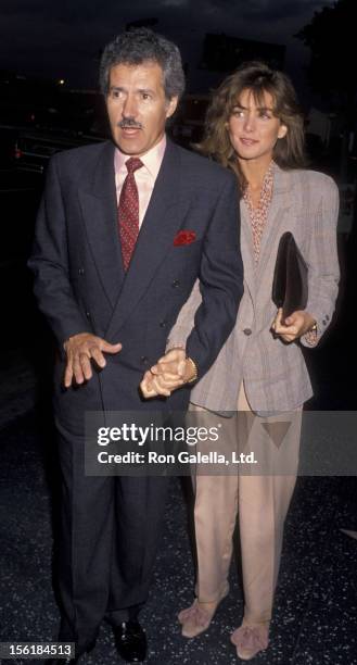 Alex Trebek and wife Jean Currivan attend the opening of 'Jackie Mason - Brand New' on May 30, 1990 at the Henry Fonda Theater in Hollywood,...